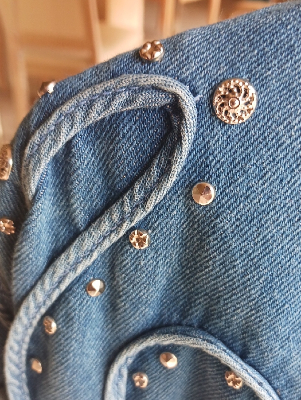 Vintage Women's Denim Jacket With metal Studs& Ropes detail-New,"Cache" - Picture 5 of 16
